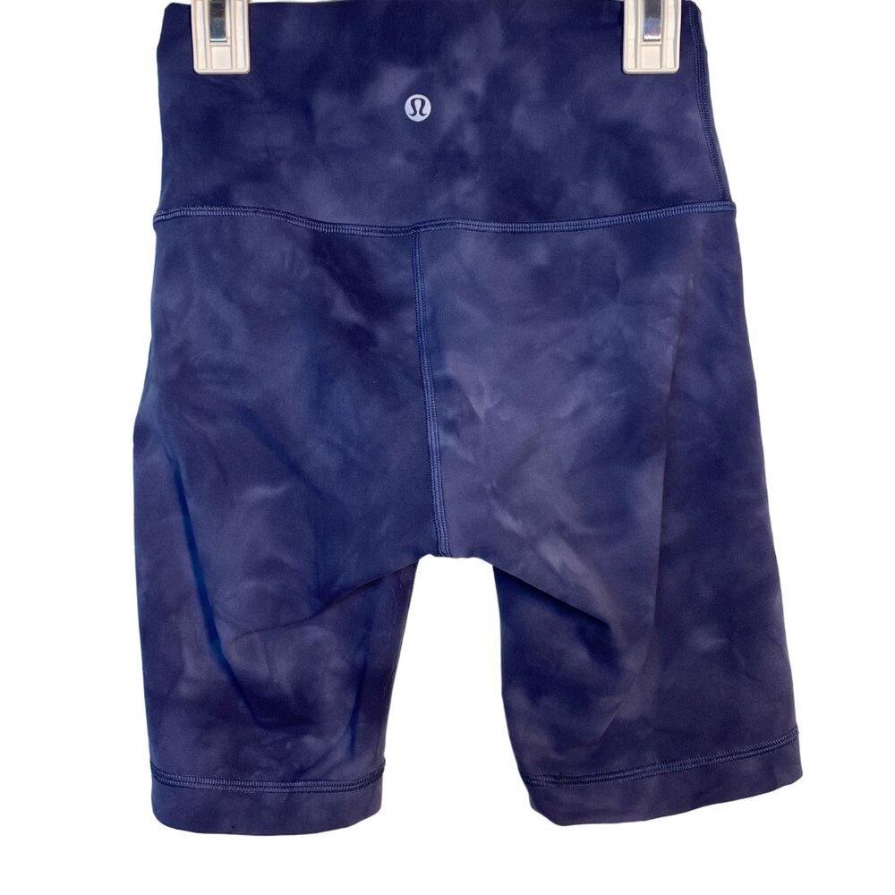 Lululemon Womens High-Rise navy Blue Shorts Size 4 RN106259 stretch  tie dye